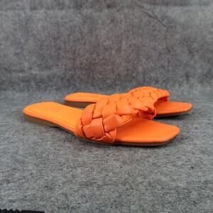 Ego Shoes Womens 39 Sandals Slides Woven Strap Slip On Casual Orange Square Toe